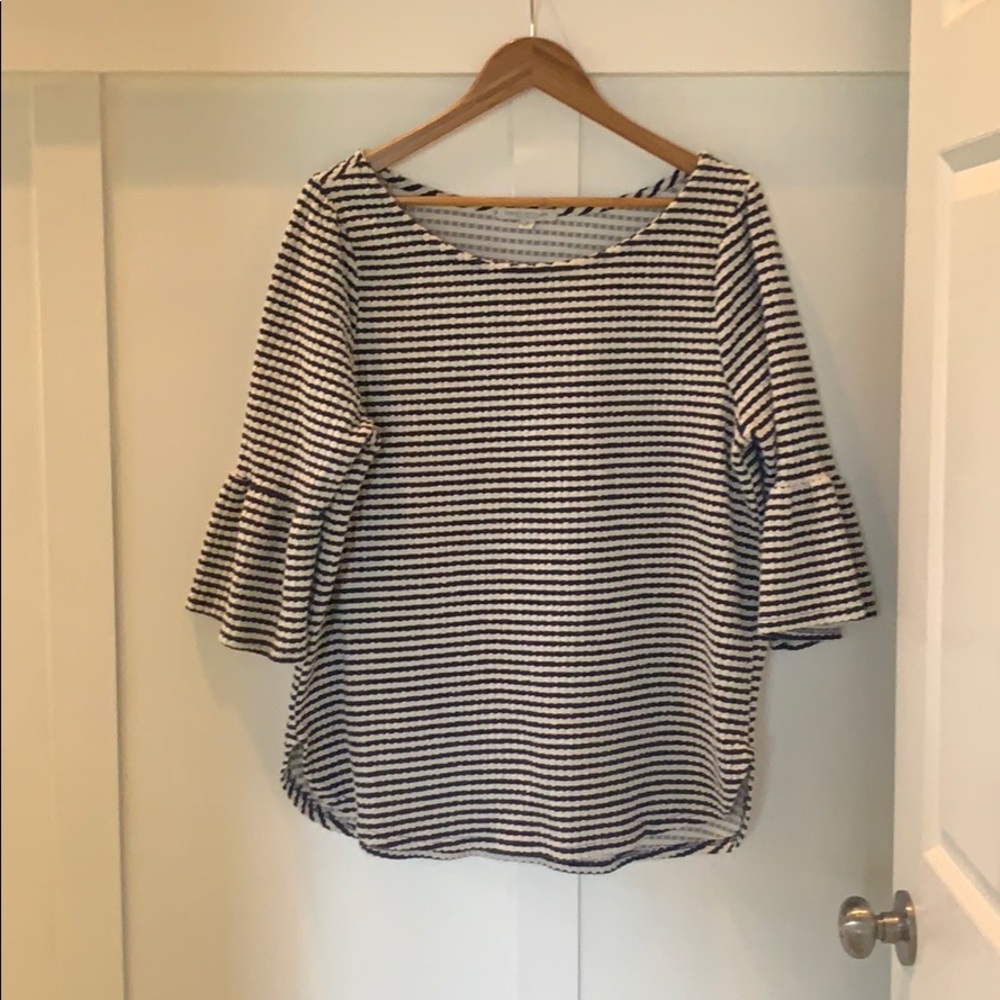 Green Envelope Navy & White Striped Top